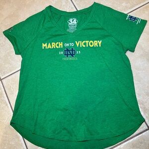 March on to Victory 2023 Notre Dame Woman’s V Neck T Shirt